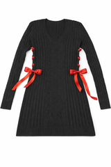 Cable Knit Lace-Up Ribbon Mini Dress | Forever 21 Womens