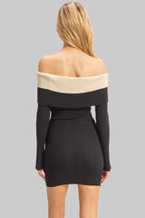 Off-The-Shoulder Contrast-Trim Mini Dress | Forever 21 Womens