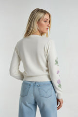 Floral Embroidered-Sleeve Cropped Cardigan | Forever 21 Womens