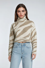 Zebra Print Cropped Turtleneck Sweater | Forever 21 Womens