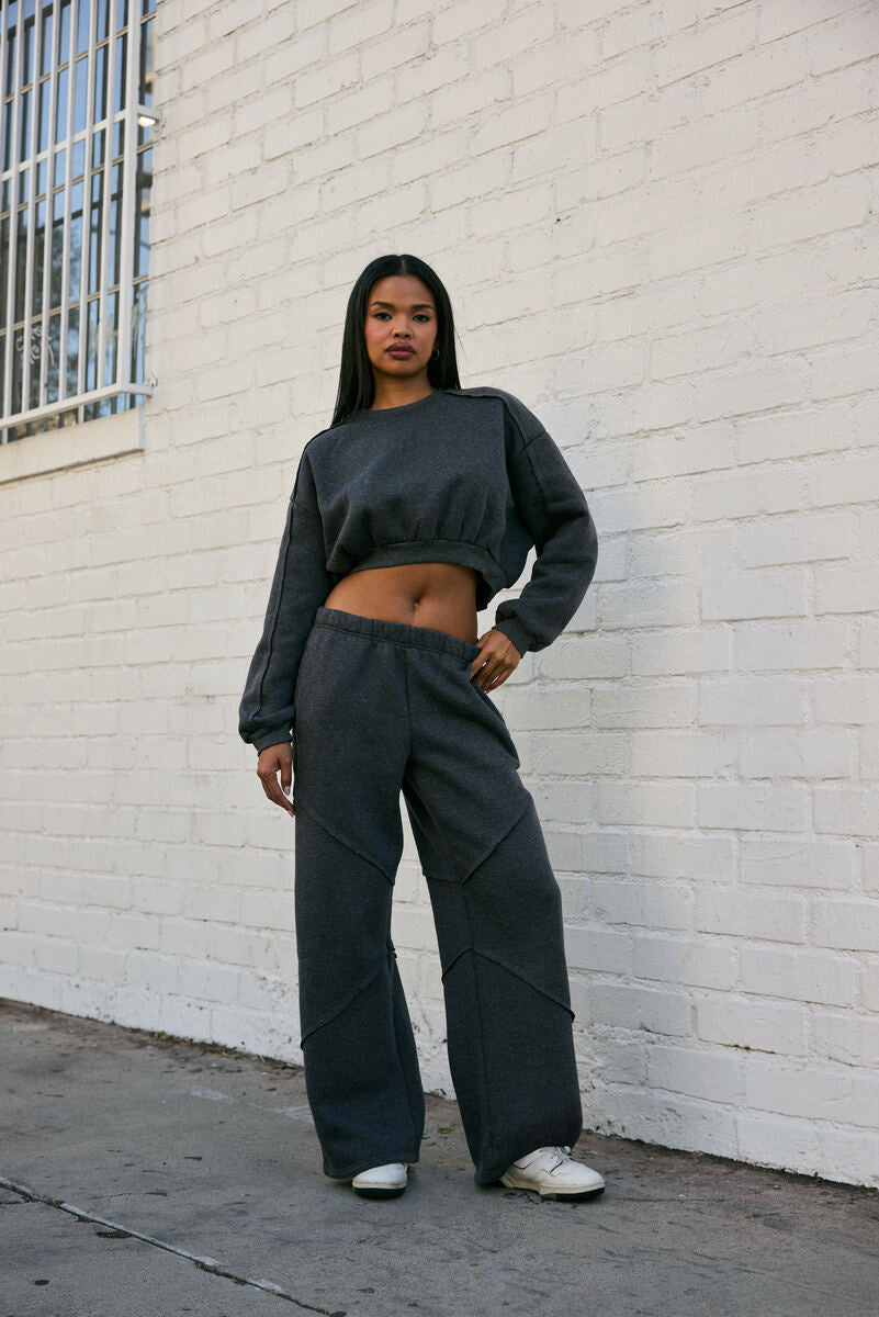 Exposed-Seam Wide-Leg Joggers | Forever 21 Womens