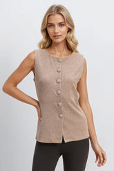 Rib-Knit Button-Front Sleeveless Top | Forever 21 Womens