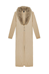 Faux Fur-Collar Cable Knit Longline Cardigan | Forever 21 Womens