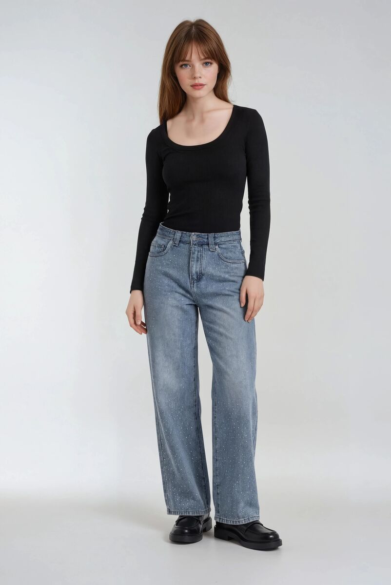 Wide-Leg Rhinestone Jeans | Forever 21 Womens