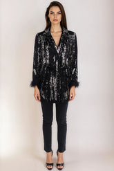 Sequin Feather-Trim Blazer | Forever 21 Womens
