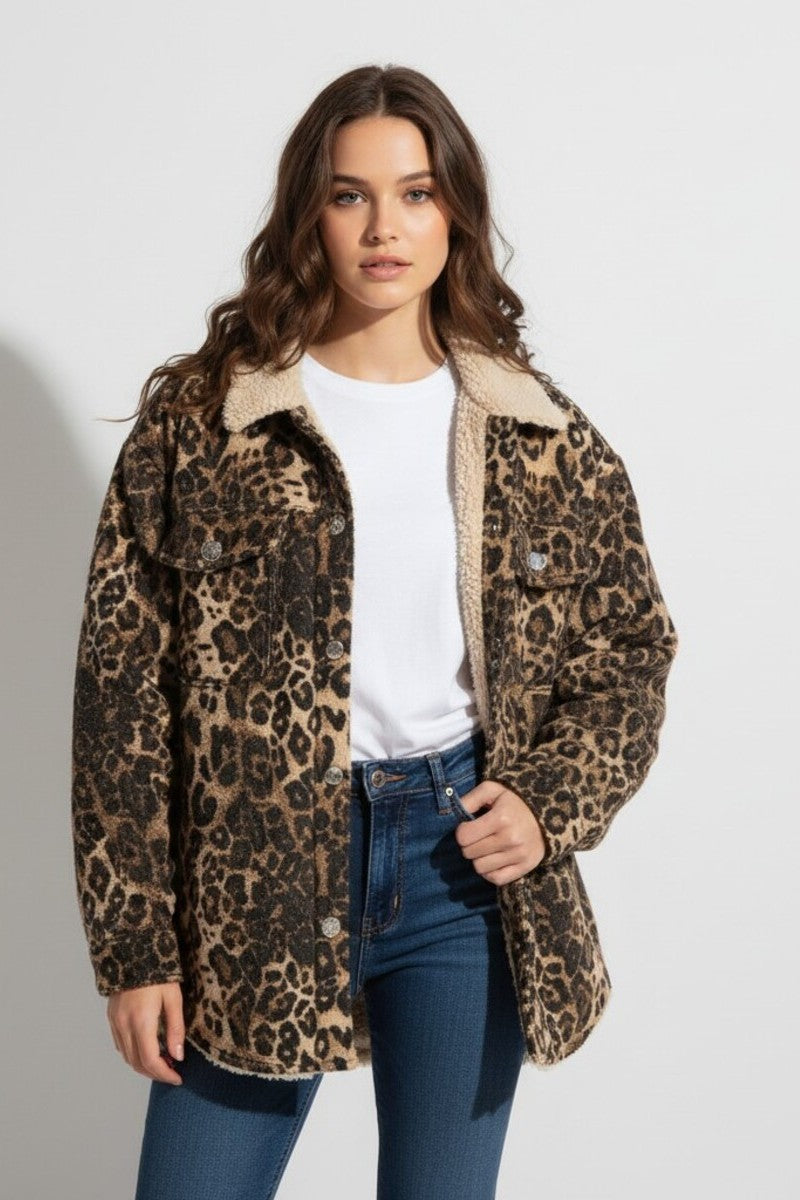 Leopard Print Faux Shearling Shacket | Forever 21 Womens