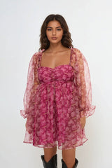 Floral Print Organza Mini Dress | Forever 21 Womens