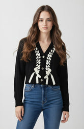 Braided Ribbon Cropped Cardigan Sweater | Forever 21 Womens