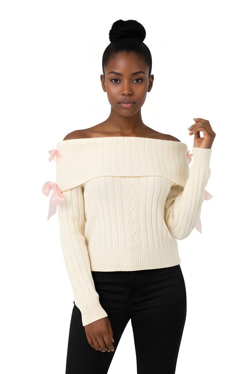 Off-The-Shoulder Ribbon Sweater | Forever 21 Womens