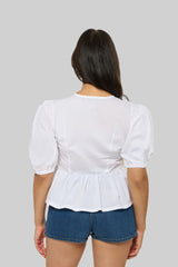 Poplin Tie-Front Peplum Top | Forever 21 Womens