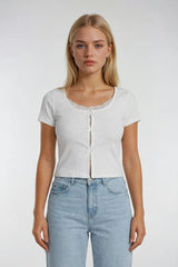 Ribbed Lace-Trim Bow Top | Forever 21 Womens