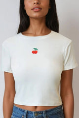 Embroidered Cherry Cropped Tee | Forever 21 Womens