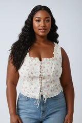 Plus Size Floral Tie-Front Lace Trim Top | Forever 21 Womens