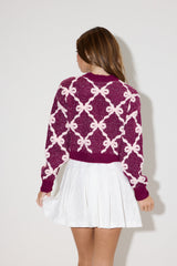 Jacquard Cropped Bow Sweater | Forever 21 Womens