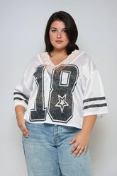 Plus Size Lace-Trim Mesh Jersey Top | Forever 21 Womens