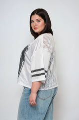 Plus Size Lace-Trim Mesh Jersey Top | Forever 21 Womens