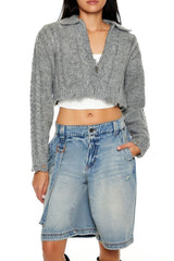 Cable Knit Sharkbite Half-Zip Sweater | Forever 21 Womens