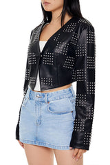 Studded Checkered Jacket | Forever 21 Womens
