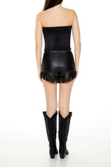Faux Leather Fringe-Trim Shorts | Forever 21 Womens