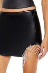 Faux Leather Rhinestone-Fringe Mini Skirt | Forever 21 Womens