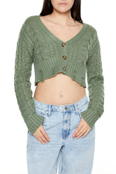Cable Knit Cropped Cardigan Sweater | Forever 21 Womens