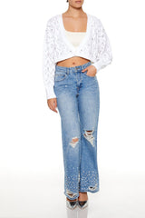 Faux Gem Cropped Cardigan Sweater | Forever 21 Womens