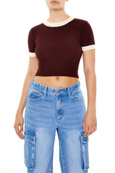 Sweater-Knit Ringer Cropped Tee | Forever 21 Womens