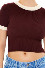 Sweater-Knit Ringer Cropped Tee | Forever 21 Womens