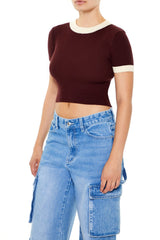Sweater-Knit Ringer Cropped Tee | Forever 21 Womens
