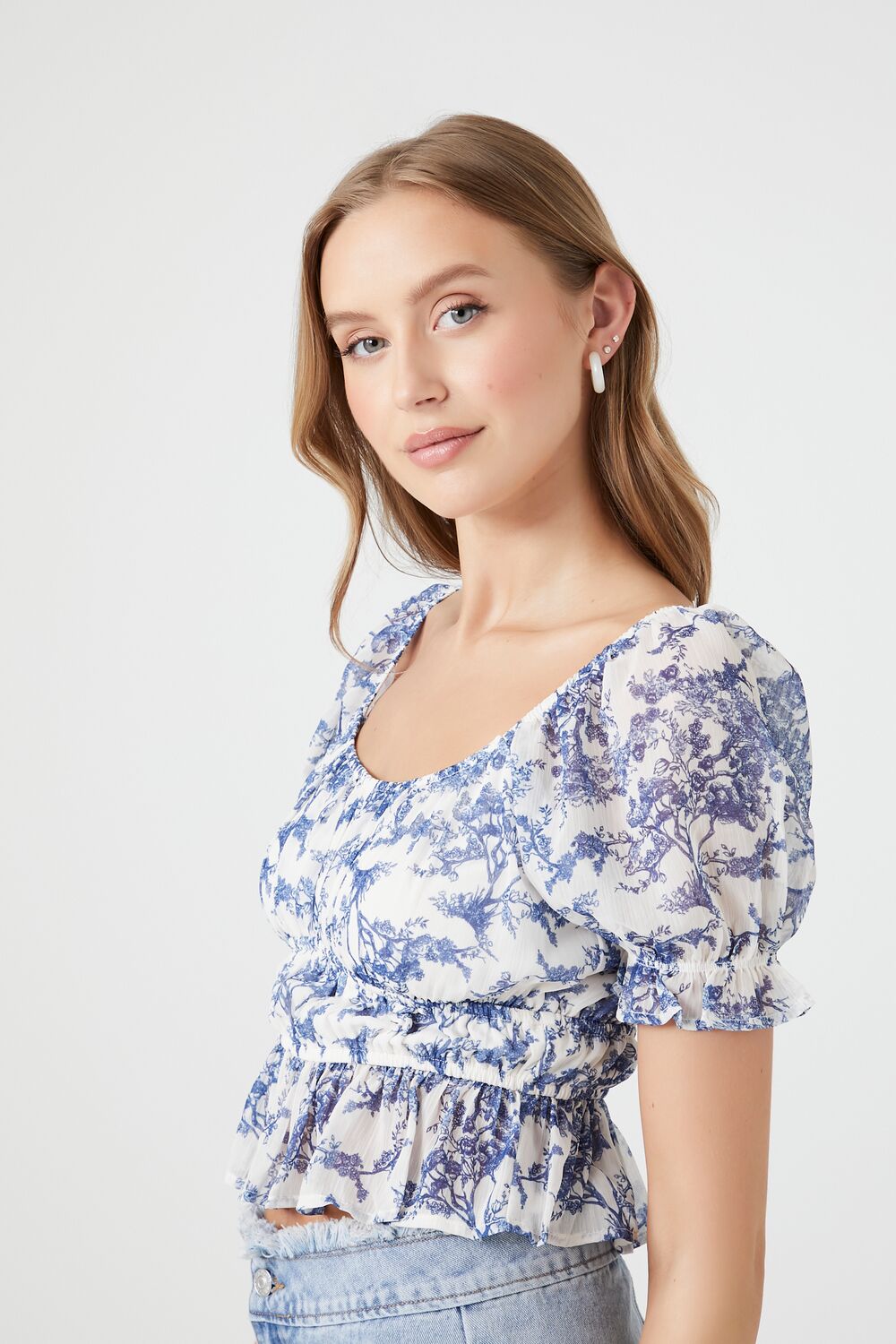 Floral Print Puff-Sleeve Top | Forever 21 Womens