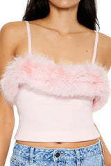 Faux Fur-Trim Sweater-Knit Cami | Forever 21 Womens
