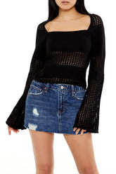 Open-Knit Bell-Sleeve Sweater | Forever 21 Womens
