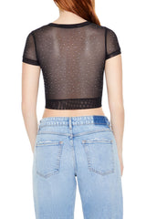 Cropped Mesh Rhinestone Tee | Forever 21 Womens