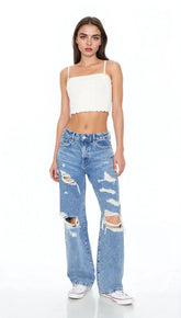 Rosette Lettuce-Edge Cropped Cami | Forever 21 Womens