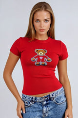 Sequin Teddy Bear Graphic Baby Tee | Forever 21 Womens