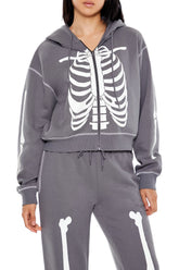 Skeleton Graphic Zip-Up Hoodie | Forever 21 Womens
