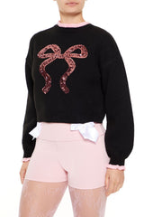 Sequin Bow Mock Neck Sweater | Forever 21 Womens
