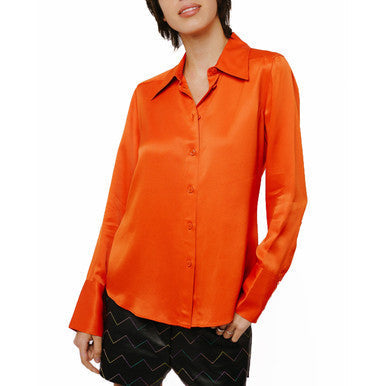 Jacque Collared Button Down Satin Top | Forever 21 Womens
