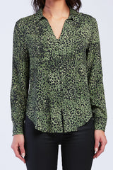 Eleni Long Sleeve Loop Button Down Closure Chest Patch Pockets Rounded | Forever 21 Womens