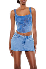 Angel Denim Bustier Crop Top | Forever 21 Womens