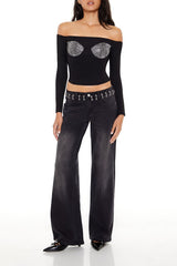 Rhinestone Off-the-Shoulder Top | Forever 21 Womens