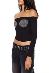 Rhinestone Off-the-Shoulder Top | Forever 21 Womens