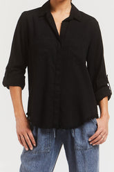 Riley Rolled Tab Sleeve Button Down Shirt Double Chest Pockets | Forever 21 Womens