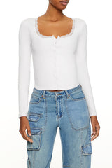 Ribbed Lace-Trim Top | Forever 21 Womens