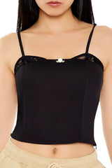 Lace-Trim Rosette Cropped Cami | Forever 21 Womens