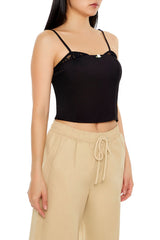 Lace-Trim Rosette Cropped Cami | Forever 21 Womens