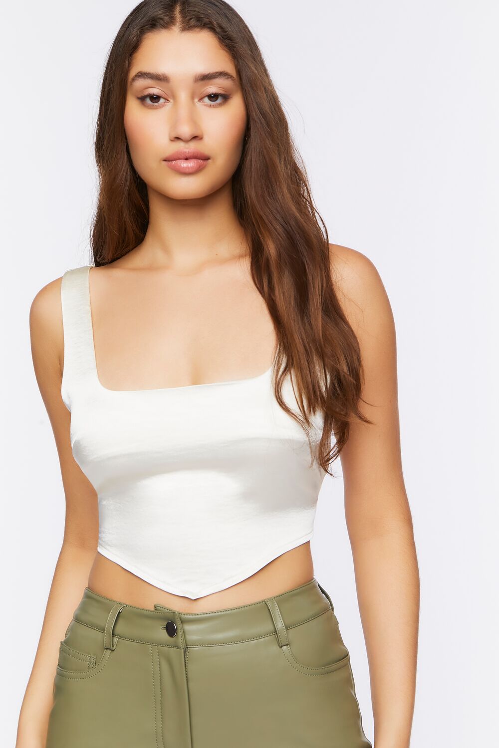 Satin V-Hem Crop Top | Forever 21 Womens