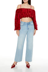 Paisley Open-Shoulder Crop Top | Forever 21 Womens