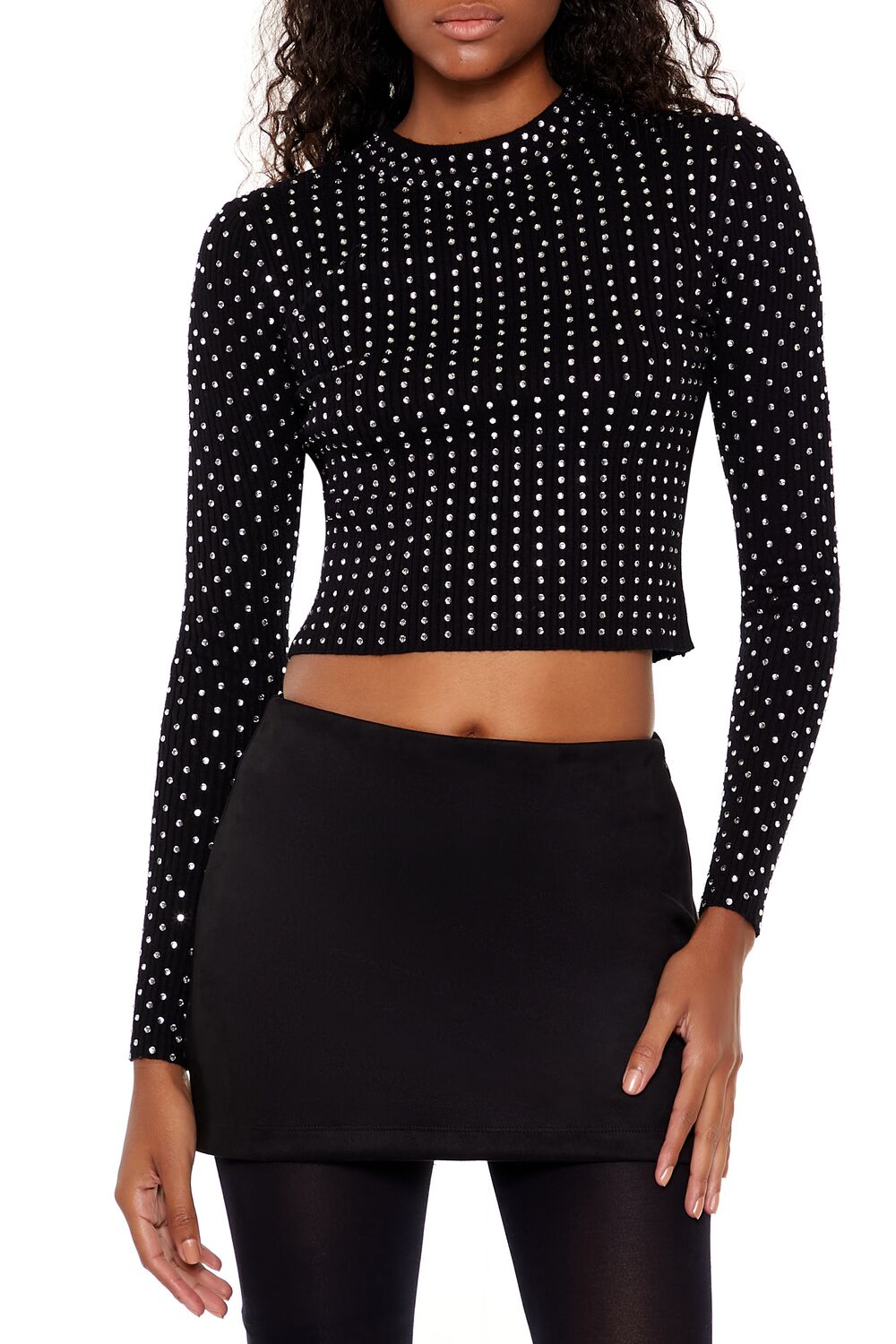 Rhinestone Cropped Sweater | Forever 21 Womens