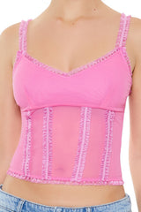 Mesh Ruffle-Trim Cropped Cami | Forever 21 Womens